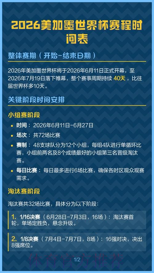 2026美加墨世界杯每日赛程什么时候开始